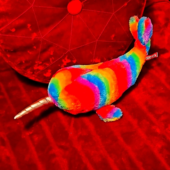 Plush RAINBOW NARWHAL Stuffed Animal - by Douglas Cuddle Toys - Picture 1 of 4